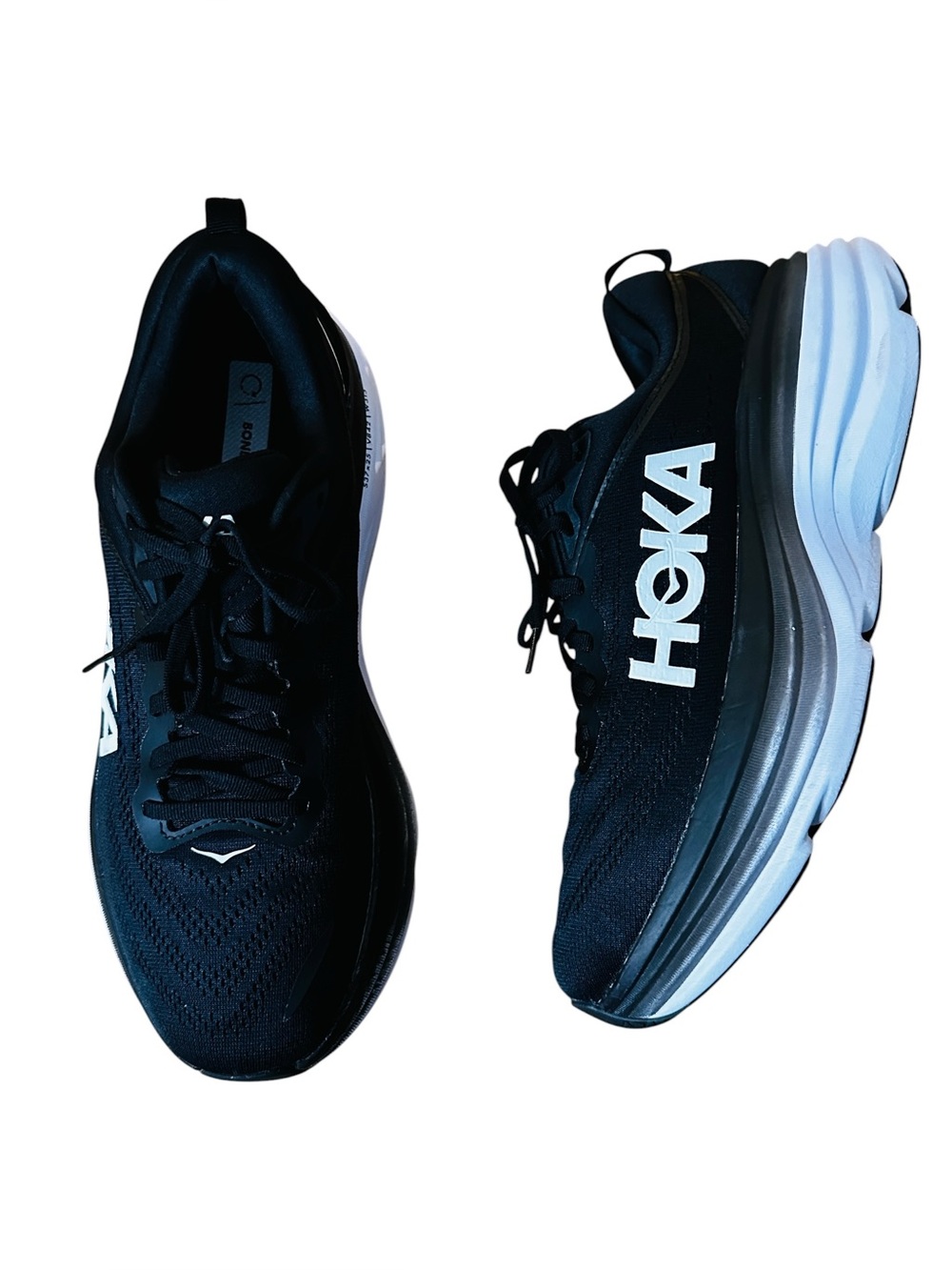 Hoka Men’s Bondi 8 Black White Sneakers Size 11 Wide